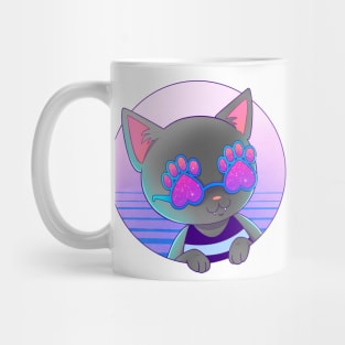 Aesthetic Cat with Paw Sunglasses Mug